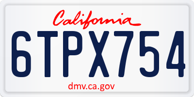 CA license plate 6TPX754