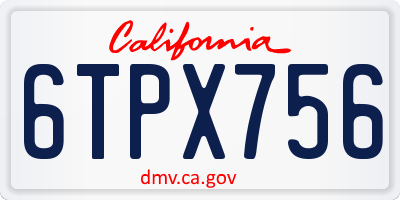 CA license plate 6TPX756