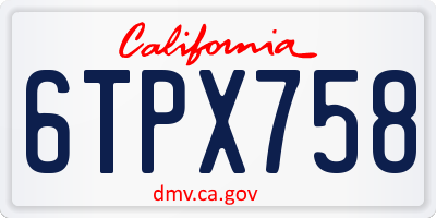 CA license plate 6TPX758