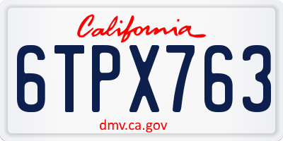 CA license plate 6TPX763
