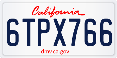 CA license plate 6TPX766