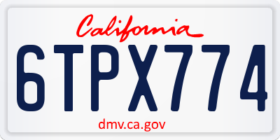 CA license plate 6TPX774