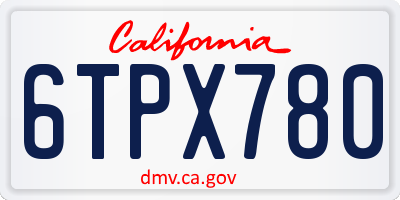 CA license plate 6TPX780