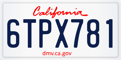 CA license plate 6TPX781