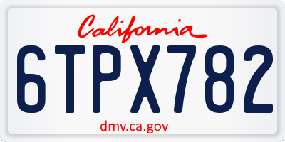 CA license plate 6TPX782