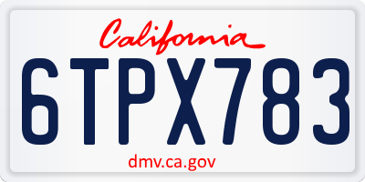 CA license plate 6TPX783