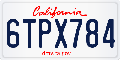 CA license plate 6TPX784