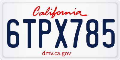 CA license plate 6TPX785