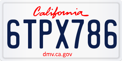 CA license plate 6TPX786