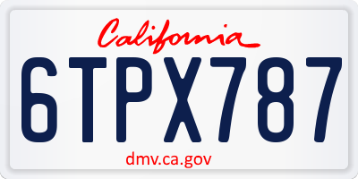 CA license plate 6TPX787