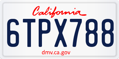 CA license plate 6TPX788