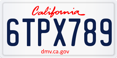 CA license plate 6TPX789