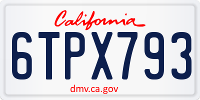 CA license plate 6TPX793