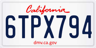 CA license plate 6TPX794