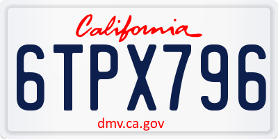 CA license plate 6TPX796