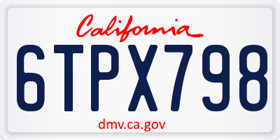 CA license plate 6TPX798