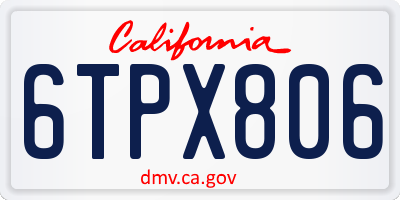 CA license plate 6TPX806