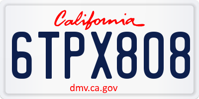 CA license plate 6TPX808