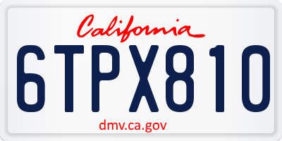 CA license plate 6TPX810