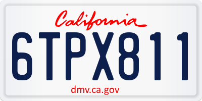 CA license plate 6TPX811