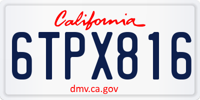 CA license plate 6TPX816