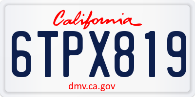 CA license plate 6TPX819