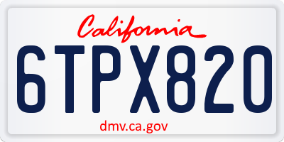 CA license plate 6TPX820