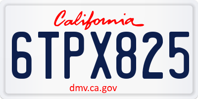 CA license plate 6TPX825