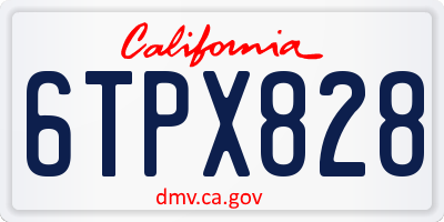 CA license plate 6TPX828