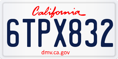 CA license plate 6TPX832