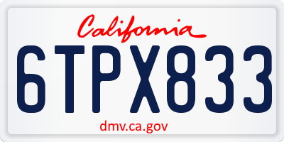 CA license plate 6TPX833