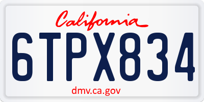 CA license plate 6TPX834