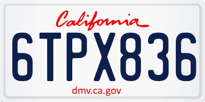 CA license plate 6TPX836