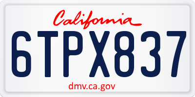 CA license plate 6TPX837