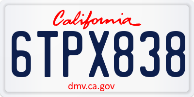 CA license plate 6TPX838