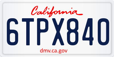 CA license plate 6TPX840