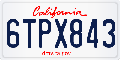 CA license plate 6TPX843
