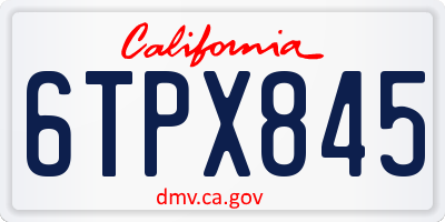 CA license plate 6TPX845