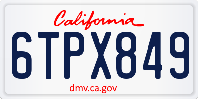 CA license plate 6TPX849
