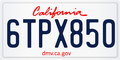 CA license plate 6TPX850