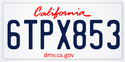 CA license plate 6TPX853