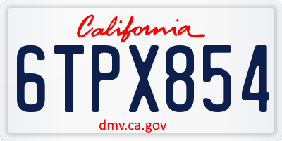 CA license plate 6TPX854