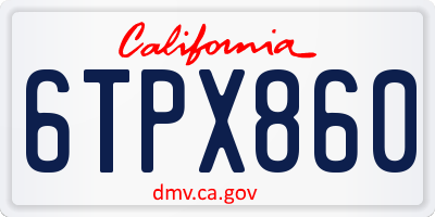 CA license plate 6TPX860