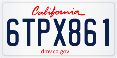 CA license plate 6TPX861