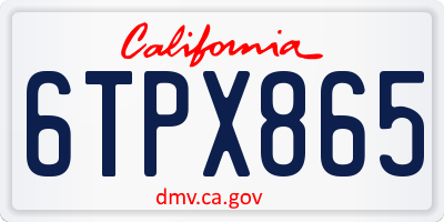 CA license plate 6TPX865