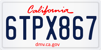 CA license plate 6TPX867