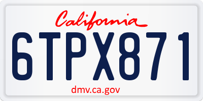 CA license plate 6TPX871