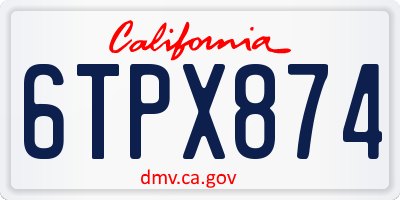 CA license plate 6TPX874