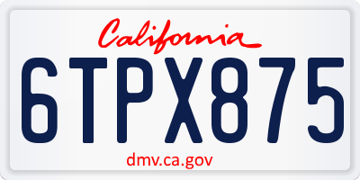 CA license plate 6TPX875