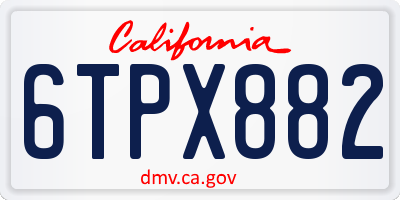 CA license plate 6TPX882